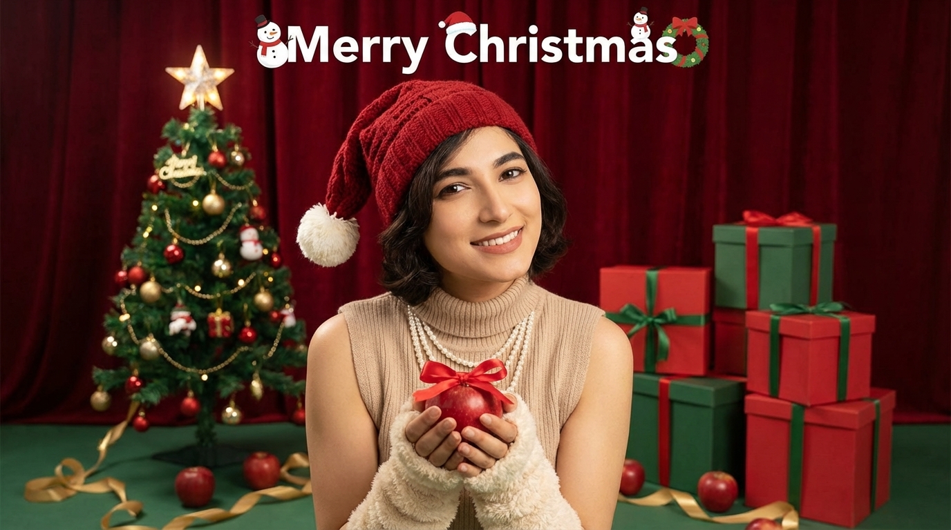 پرتره کریسمس با سیب سرخ