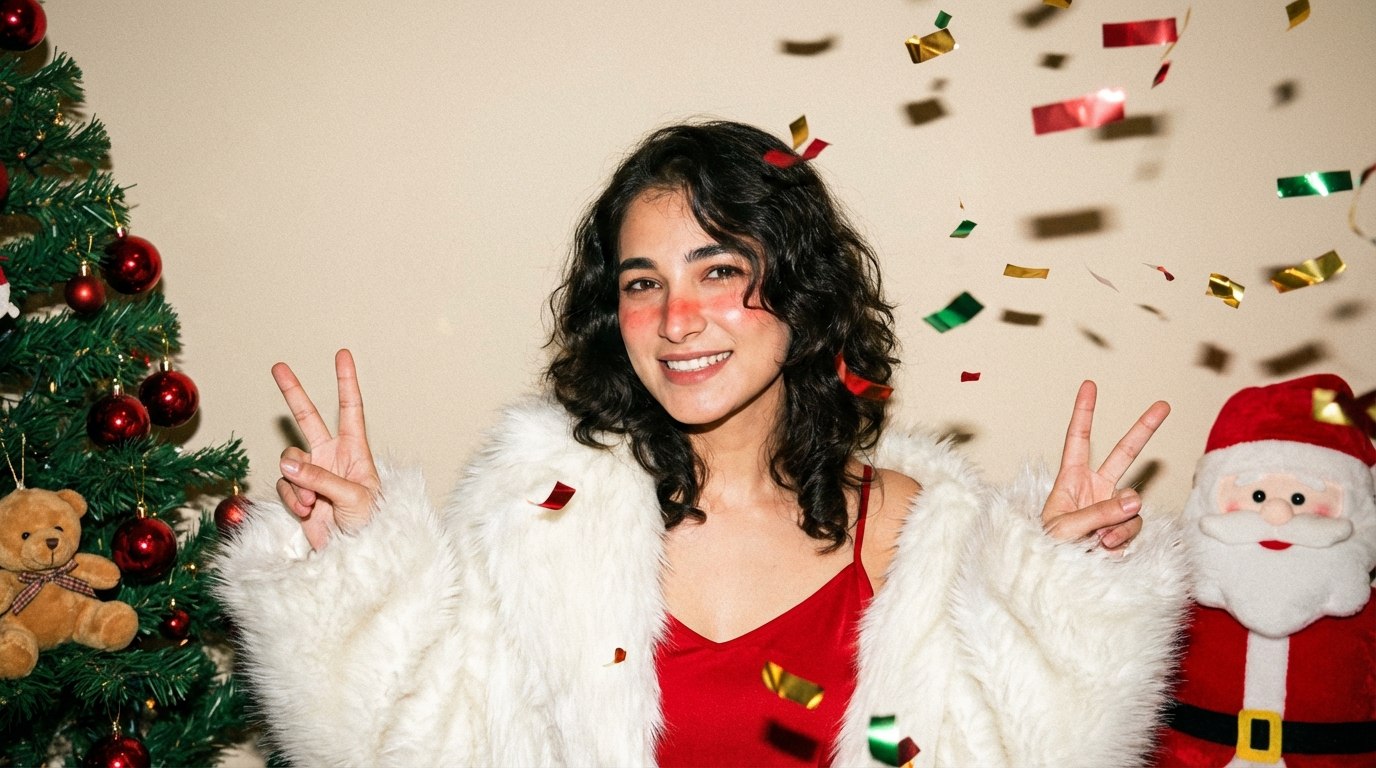 پرتره کریسمس با فلش رترو